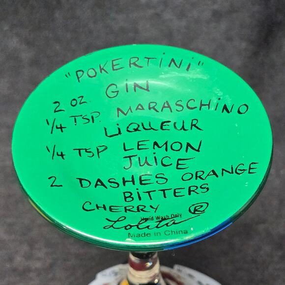 Lolita Love My Martini Pokertini Hand Painted 7oz. Drinking Glass - Picture 7 of 10